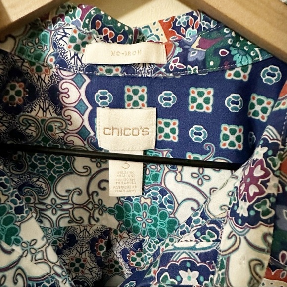 Chicos Womens Floral Button Up 3/4 Sleeve Shirt Size 3 - Picture 4 of 9